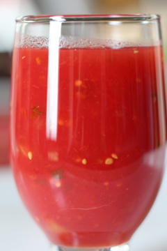 Tomato juice in a glass