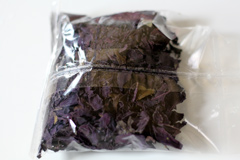 red basil leaves in cellophane